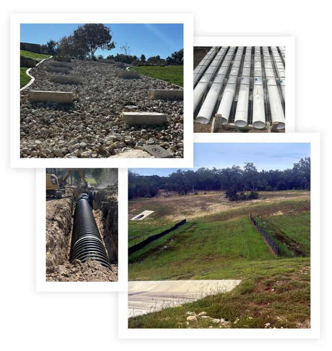 Collage of drainage applications. 